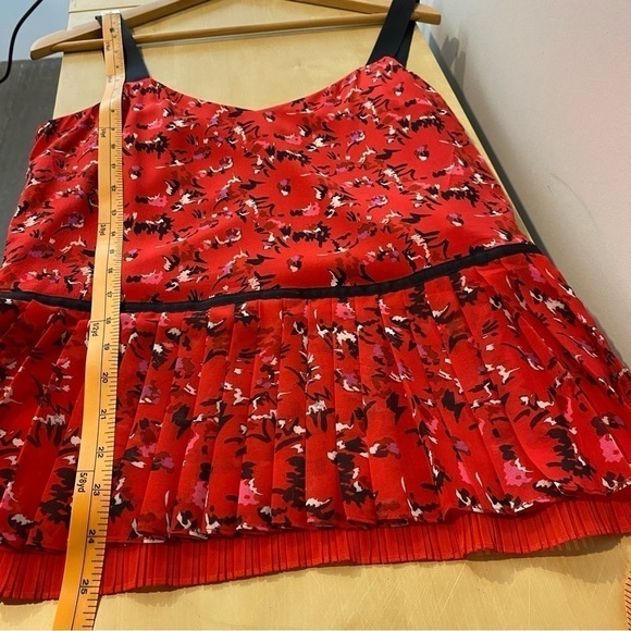 JASON Wu Grey • cadmium red v-neck printed silk pleated cami - Picture 11 of 11